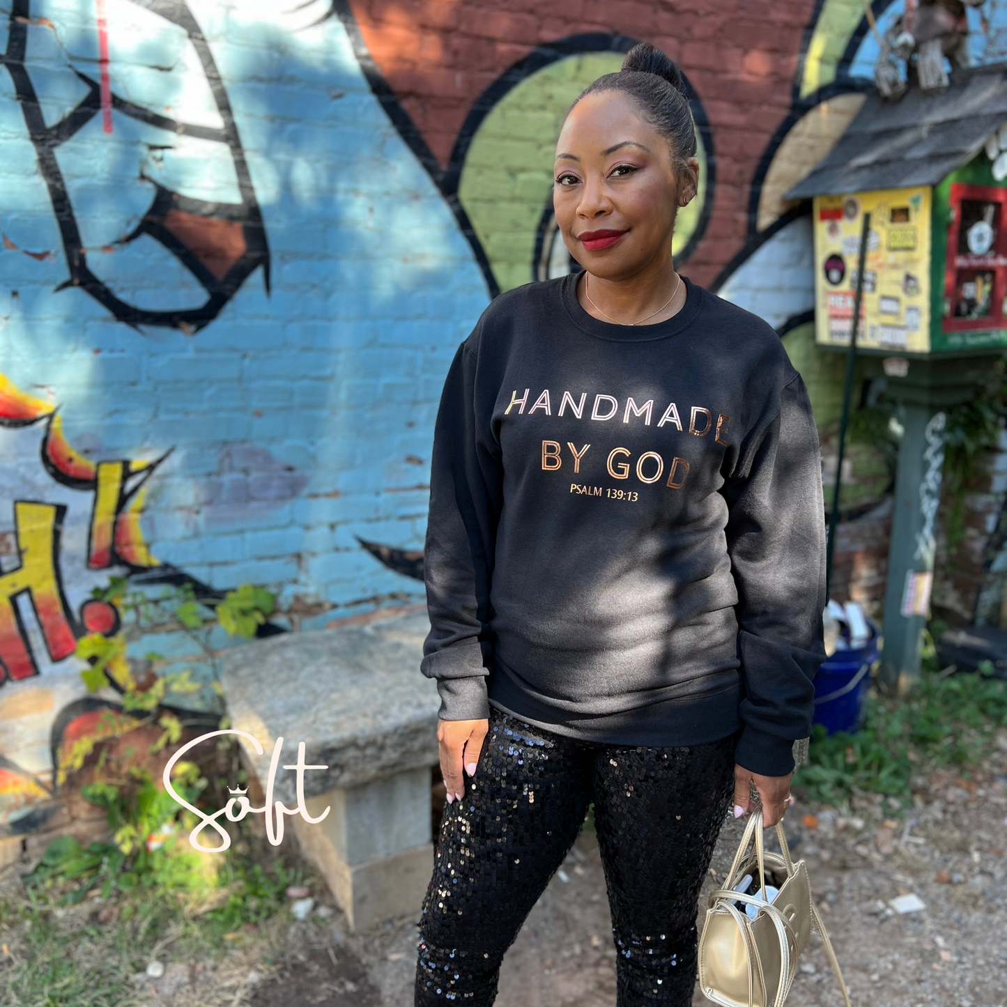 Handmade by God Metallic Sweatshirt (unisex)