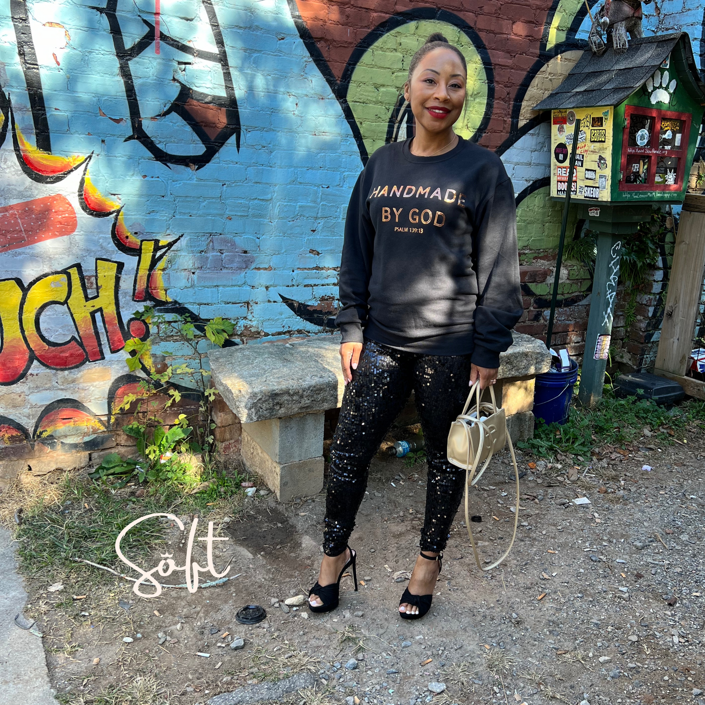 Handmade by God Metallic Sweatshirt (unisex)