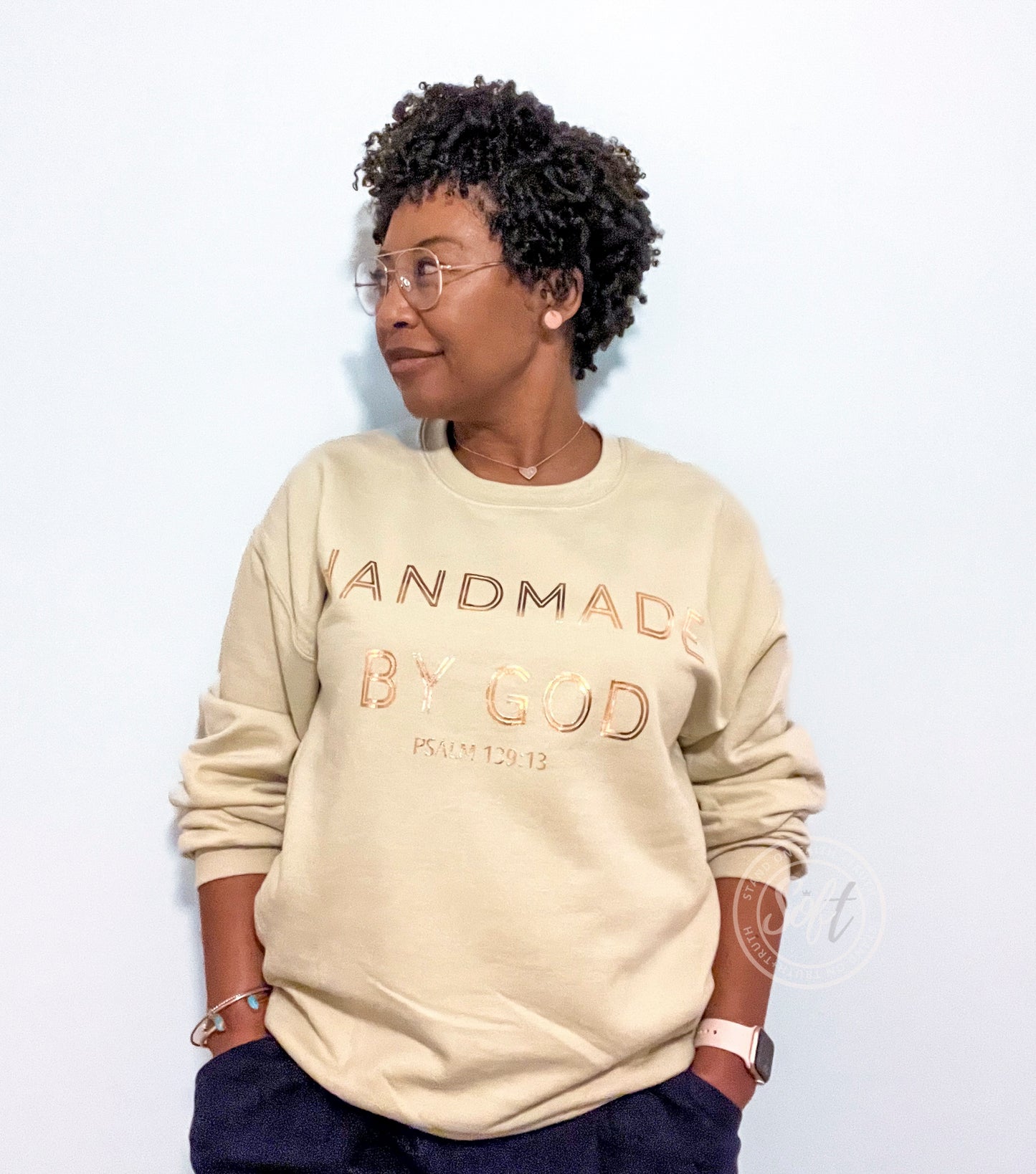 Handmade by God Metallic Sweatshirt (unisex)