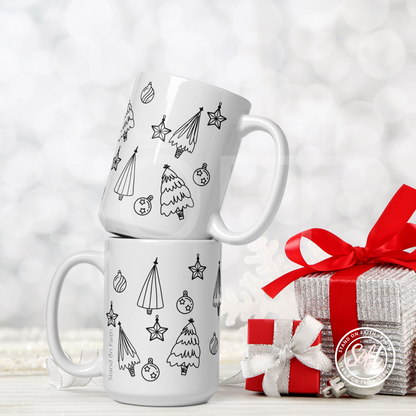 Black and White Christmas Tree Mug